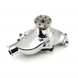 Chevy SBC 350 High Volume Aluminum Short Water Pump Chrome. PCE195.1002. PRO PC400